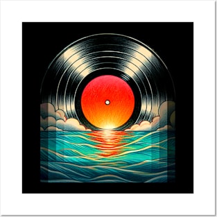 Vinyl Music Record Sunset Posters and Art